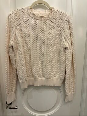 Frame Denim Cream Pointelle Crew Neck Sweater